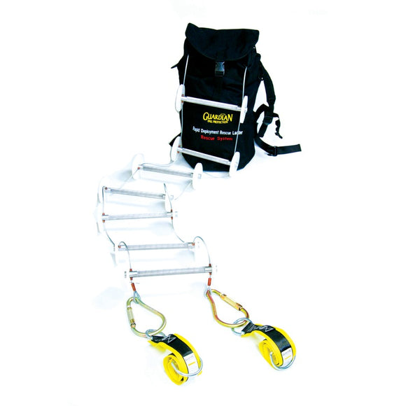 20' Rapid Deployment Rescue Ladder Kit: Includes  20' Aluminum Ladder / (2) 10785-### 3' Premium X Arm / (2) Pompier Hooks / (1) 00771-RDRL Bag**