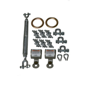 HLL Attachment System for Applications over 60': Includes 2  Absorbinator, 3 Shackles, 1 Turnbuckle, 2 Thimbles and 6 Wire Rope Clips and( 2) 2.5"  O-Rings