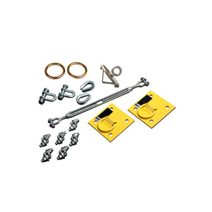 Metal Energy Absorber HLL attachment system for column or ceiling mount under 60'.  Includes (1) energy absorber, (2) shackles, (2) thimbles, (2) CB-1-B anchors, (1) turnbuckle, (6) fist grips, (2) O-rings