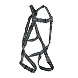 Full body harness with 5 point adjustment, dorsal  D-ring, steel quick connect chest and leg straps. 100% Kevlar webbing.