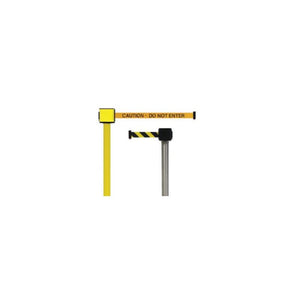 30' Retractable Stanchion "CAUTION DO NOT ENTER"- Black post- orange ribbin